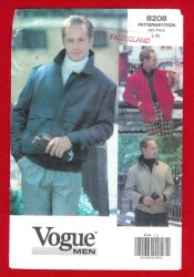8208 VOG MR LOOSE LINED ZIPPY COLLAR JACKET PATTERN XS-MD, L-XL